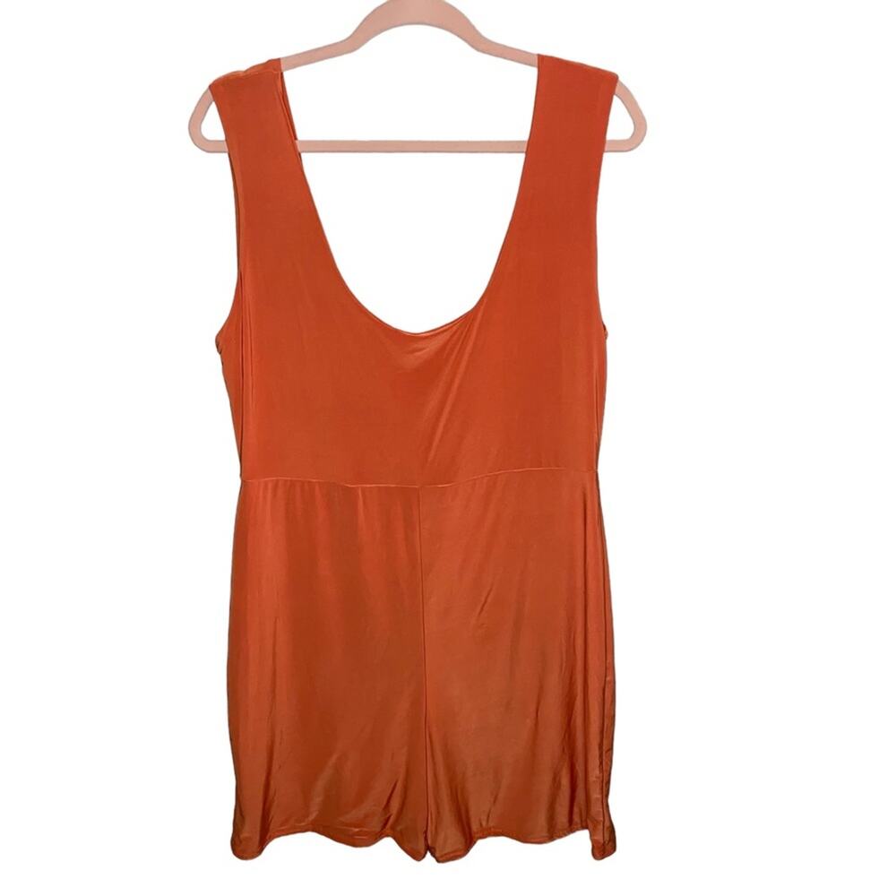 PrettyLittleThing Rust Orange Romper Women's 14 Sleeveless Scoop Neck Flowy